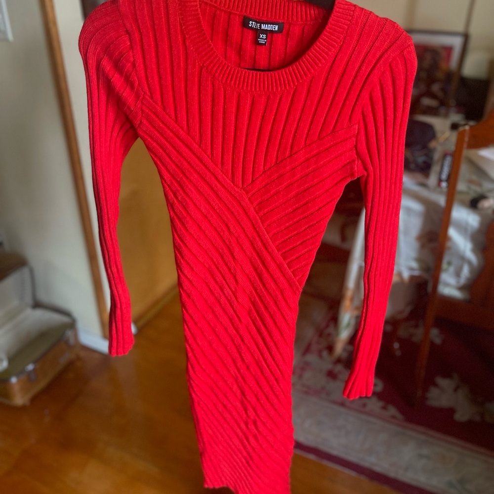 Red Ribbed Dress